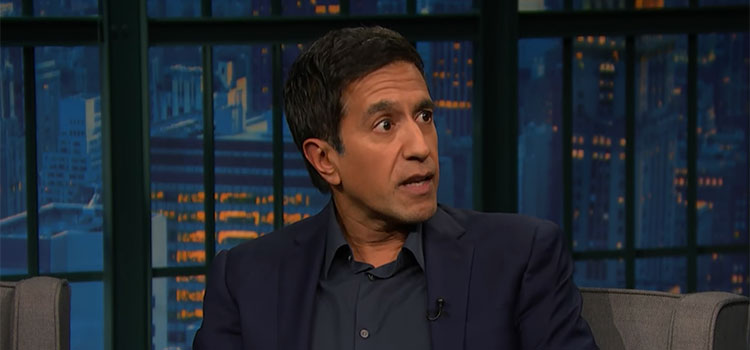 Dr. Sanjay Gupta appearing on Late Night with Seth Meyers.