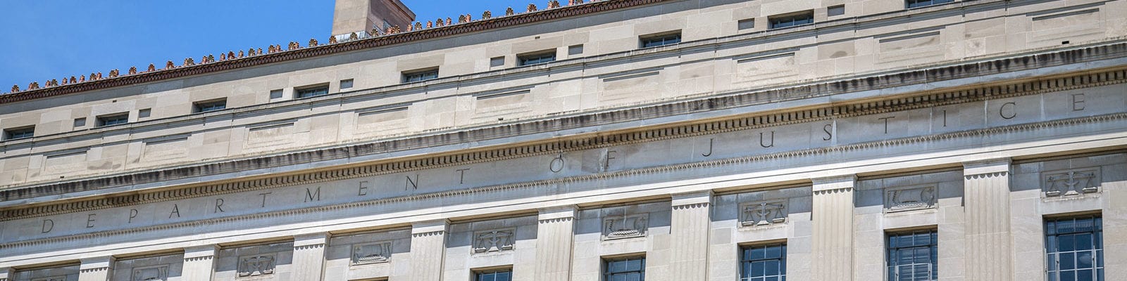 The Department of Justice building in the Penn Quarter of Washington D.C.